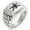 Silver, variant on Stainless Steel Iconic Pirate Crossbones Skull Geometric Pattern Step-Down Biker Style Polished Ring