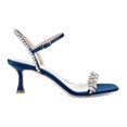 thumbnail image 2 of XYD Women Shiny Rhinestone Studded Mid Heels Open Square Toe Ankle Strap Sandals Fashion Party Prom Bridal Shoes Size 11 Navy, 2 of 4