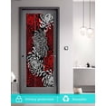 thumbnail image 5 of Window Privacy Film Red White Stained Glass Window Film Decorative Sun Block Window Cover Abstract Black Chrysanthemum Flower Floral Window Clings Static Adhesive Sticker for Bathroom 23.6"x59", 5 of 7