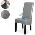 thumbnail image 4 of Shukii Waterproof PU Leather XL Chair Covers Stretch Dining Chair Covers Set of 4 Grey Chair Slipcovers Chair Protector Cover Universal Chair Covers for Dining Room Kitchen Hotel, 4 of 8