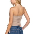 thumbnail image 3 of FashionMille Women's Slim Fit Off Shoulder Side Ruched Detail Rib Jersey Knit Crop Tube Top, 3 of 6