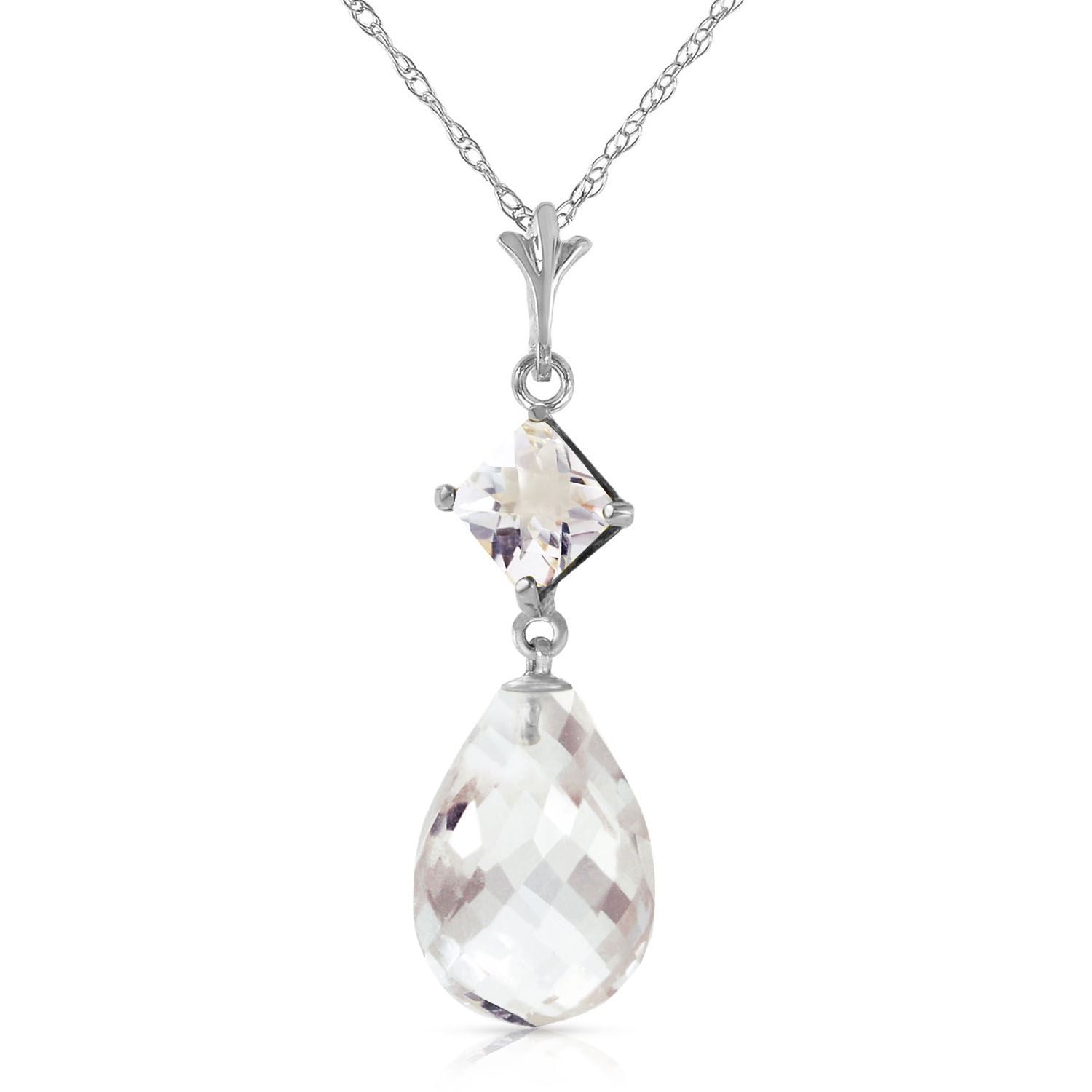ALARRI 5.5 Carat 14K Solid White Gold Own Passage White Topaz Necklace with 24 Inch Chain Length ALARRI 5.5 Carat 14K Solid White Gold Own Passage White Topaz Necklace with 24 Inch Chain Length