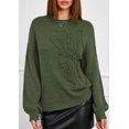 thumbnail image 3 of Suéter PRETTYGARDEN Floral de Punto con Cuello Redondo y Mangas Largas Verde M, 3 of 8