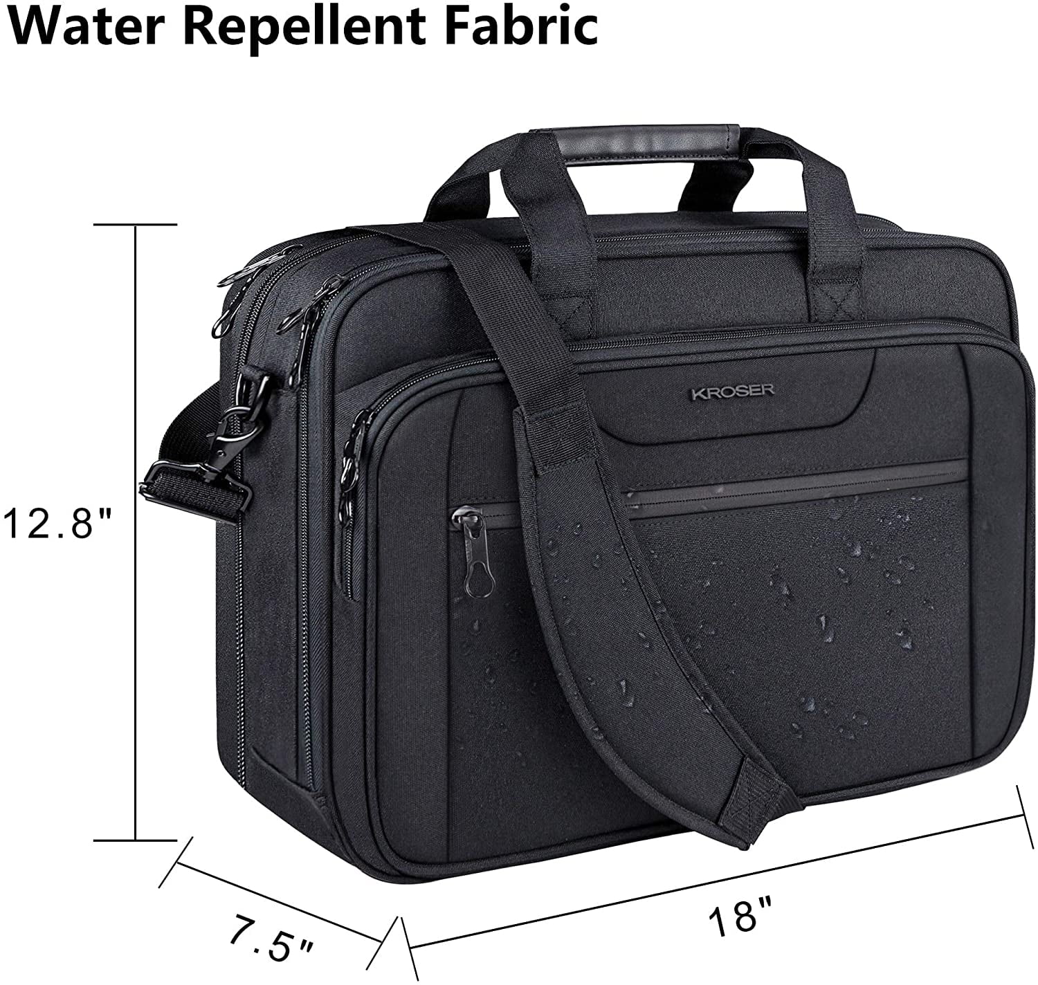KROSER Shoulder Messenger Up to 17.3 Inch Laptop Bag Briefcase, Black
