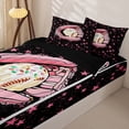 thumbnail image 3 of Castle Fairy Sport Baseball Glove Print Zipper Full Size Comforter Sets with Fitted Sheet and 2 Pillowcases, Starry Sky Zipper Bedding Set, Black Pink White,4pcs,Black Reversible, 3 of 6