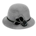 thumbnail image 5 of Skymirror Lady Hat Elegant Wide Brim Keep Warm Solid Color Winter Autumn Ladies Dome Hat with Flower for Daily Wear, 5 of 8