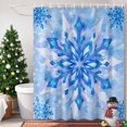 thumbnail image 3 of Small Stall Shower Curtain 36x72 Inch Narrow Half Size Christmas Blue Snowflakes Bath Curtains Bathroom Decor, Winter Modern Minimalist Textured Waterproof Shower Curtain Set with Hooks 36 Inch, 3 of 8