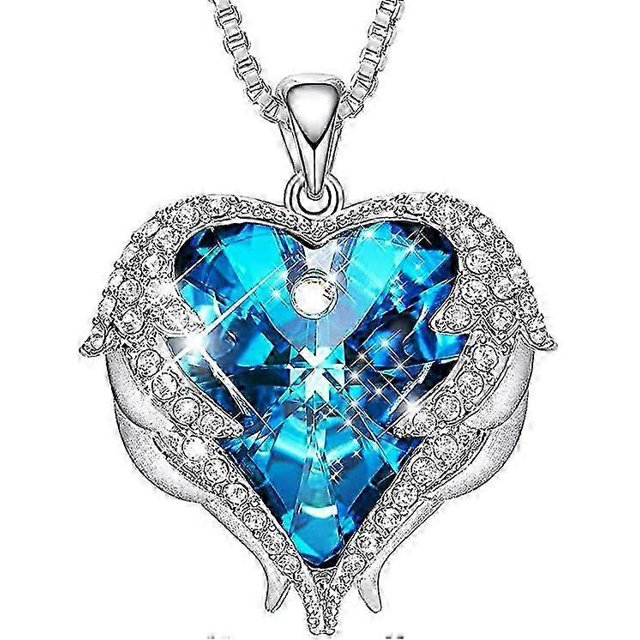 Angel Wing Love Heart Necklaces for Women Silver Tone Pendant Mother's Day Jewelry Gifts