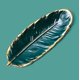 thumbnail image 1 of Ceramic Dessert Plate with Feather & Banana Leaf Design - Food Safe Storage Tray for Fruits, Snacks, Jewelry Organizer, 1 of 5