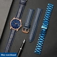 thumbnail image 4 of Correa de piel de vacuno de color azul y acero inoxidable para reloj Citizen Rossini 517793 de 14, 16, 18, 19, 20 mm, 21 mm, 22 mm y 23 mm, 4 of 5