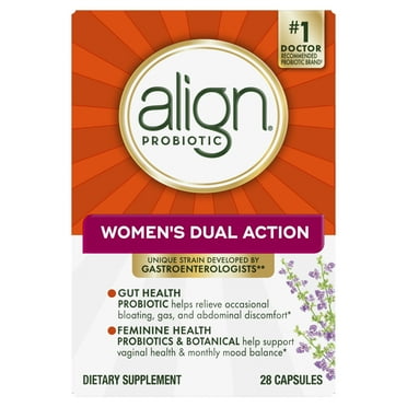 Align Probiotic Women's Dual Action Capsules, Daily Probiotic Supplement for Feminine Health, 28 Count
