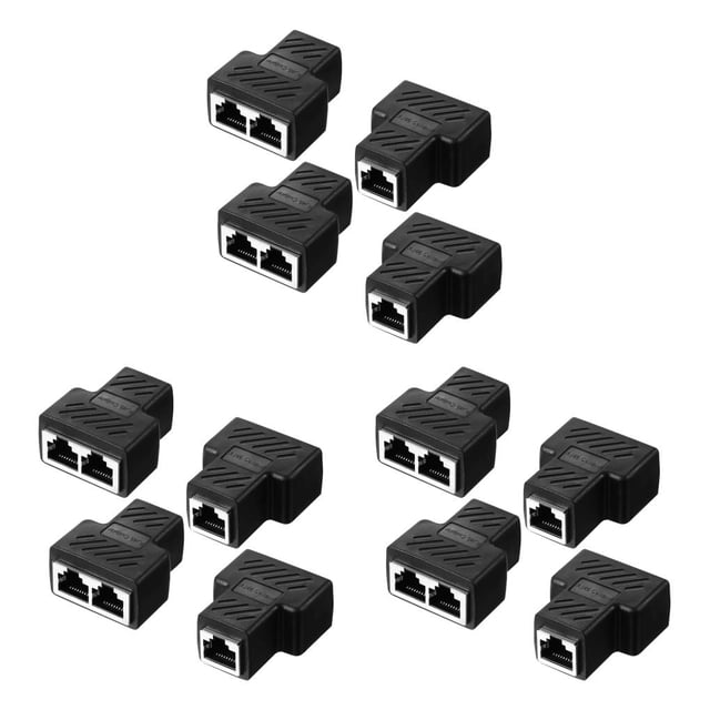 ZheElen Répartiteur Convertisseur de Câble Réseau pour Ordinateur Portable Maison Bureau Portable Adaptateur Ethernet Internet 1-Entrée-2-Sorties Accessoires Noir 3 Ensembles