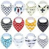 Baby Bandana Drool Bibs for Boys and Girls,Super Soft Unisex 12 Pack Absorbent Cotton Organic Bib Set for Teething and Drooling