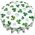 thumbnail image 3 of St.Patrick''s Day Tablecloth 60 Inch Round, Green Shamrock Table Cloth, Watercolor Clover Floral Tablecloths Polyester Fabric Farmhouse Decorative for Spring Home Kitchen Dining Party, 3 of 6