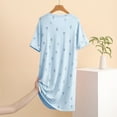 thumbnail image 5 of ibuvkizy Nightgowns for Women Nightdress Cotton Nightgown Sleepwear Short Sleeves Shirt Casual Print Sleepdress Woman Elegant Nightwear Summer and Spring Light Blue XL, 5 of 9