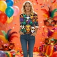 thumbnail image 6 of Mardi Gras Shirts for Women 3/4 Sleeve Crew T-Shirt Sequin Sparkly Blouses Funny Holiday Outfits Fat Tuesday Tshirt Mask Graphic Tees Spring Fashion Outfits Trendy Clothes 2026, 6 of 6