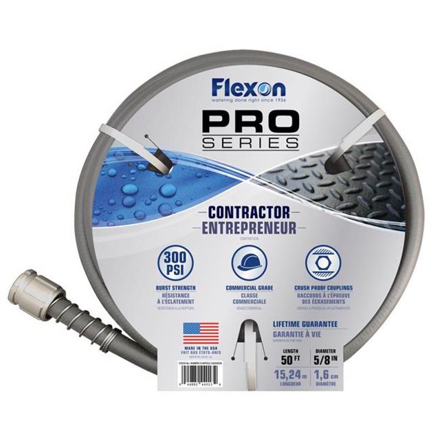 Flexon Contractor Grade 0.62” x 50’ Heavy Duty Garden Hose