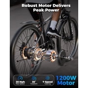 PostJoy Electric Bike, 1200W Peak Motor,26 Tire 55 Miles 25MPH Commuting Electric Mountain Bike,48V10A 480Wh Battery Electric Bicycle for Adults 7 Speed