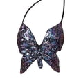 thumbnail image 2 of de danza del vientre indio para mujer, 2 uds., Tops cortos con cuello Halter con latinos, rendimiento Negro Púrpura Yuyangstore Sujetador de danza del vientre para mujer, 2 of 8
