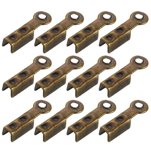 200 Pcs Fold Over Cord Ends, 8.1x1.2mm Ribbon Crimp Ends Cap, Clasp Tips for Leather Craft Making Diy (Bronze)