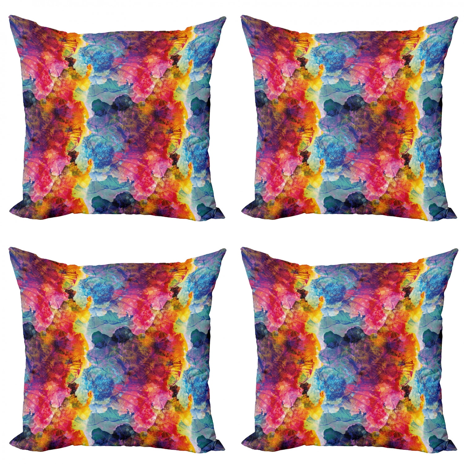 Colorful Throw Pillow Cushion Case Pack of 4, Abstract Modern Art ...