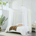 thumbnail image 3 of WARM HOME DESIGNS Set of 2 White & Beige King Canopy Bed Curtains in 55 x 288 Inch Size. BE White & Beige 288, 3 of 5