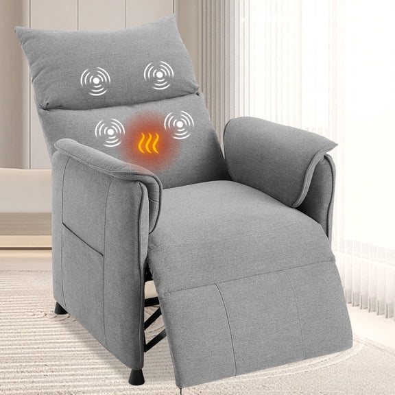 Garvee Power Lift Recliner Chair with Remote – 4-Point Massage & Heating – Adjustable Electricc Sofa for Living Room or Bedroom – Padded Backrest, Side Pockets, Rocking Gray