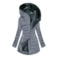 thumbnail image 2 of GaThRRgYP Warm Winter Coats for Womens,Winter Jackets Women Plus Size,Women FALL and Winter Clothing Solid Color Hooded Plush Cotton Gray XXXXL, 2 of 3