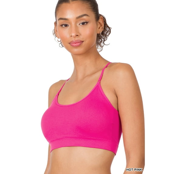 Zenana Women & Plus Cross Back Padded Seamless Bralette Sports Bras with Adjustable Strap
