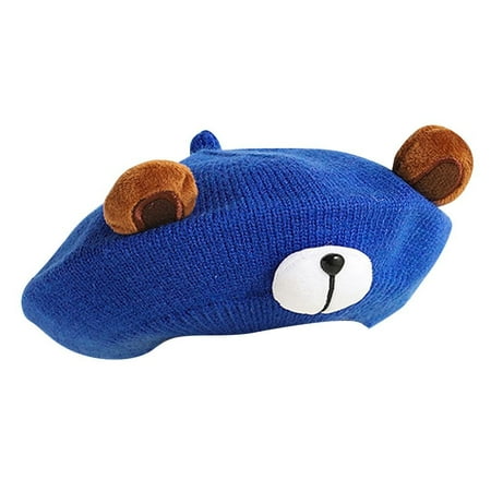 

Baby Kids Beanie Winter Warm Baggy Felt Berets Flat Cap Hat Autumn Beret Hat Wool Beret Cap BLUE