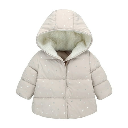 

HBYJLZYG Hoodies Cardigans Zipper Padded Jacket Coat Sherpa Lined Puffer Jacket Toddler Baby Boys Girls Fashion Star Printed Winter Keep Warm Cotton Clothes Thick Coat