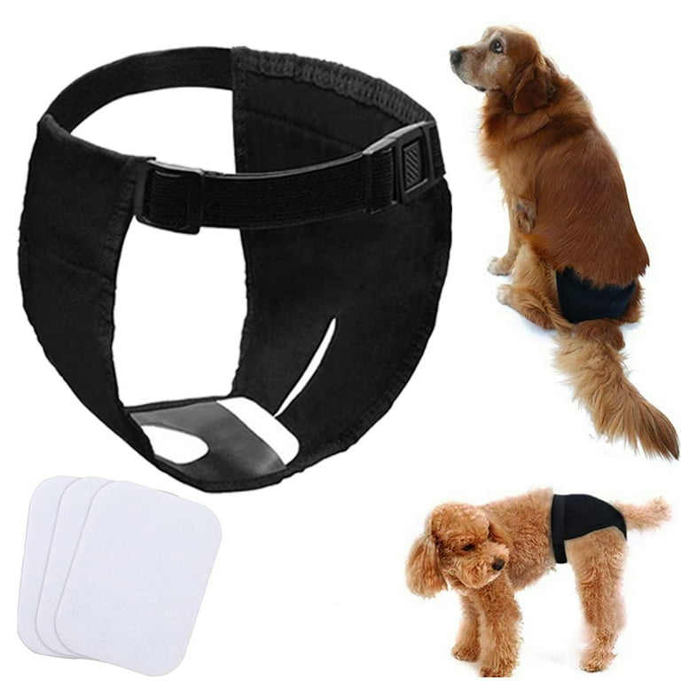 1 Pcs Dog Pants Dog Nappies with 3 Sanitary Pad Adjustable Protective Trousers for Female Dogs in Heat Monthly Bleeding Physiological Washable Puppy Season Pants Walmart