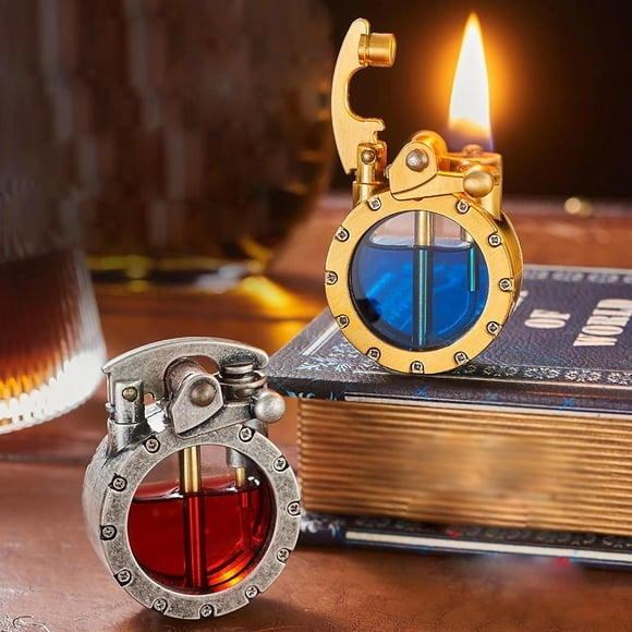 Vintage Trench Lighter Transparent Kerosene Lighter Antique Steampunk Lighter Cool Unique Lighter for Men (No Fuel)