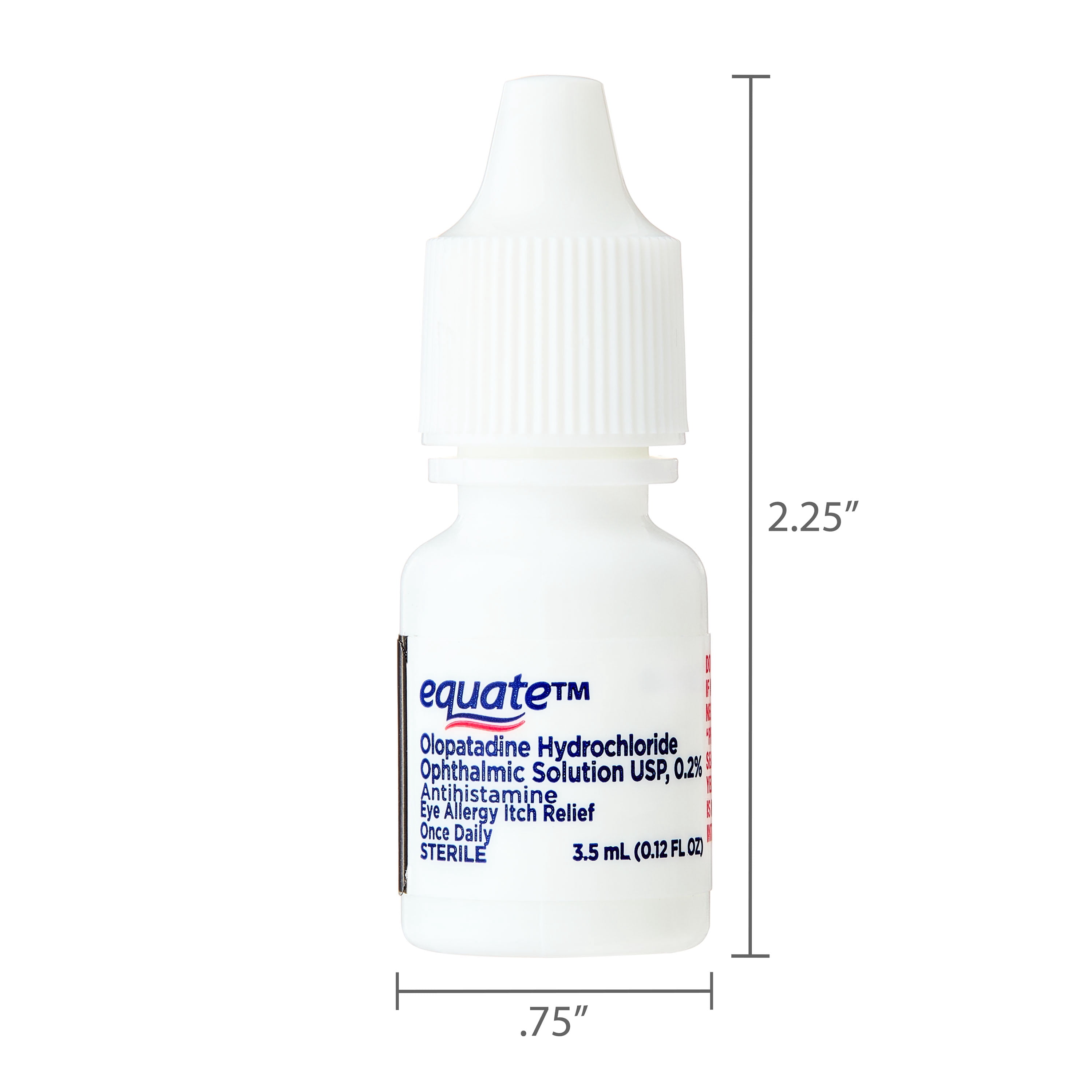 Equate Eye Itch Relief Antihistamine Eye Drops, Olopatadine HCL 0.2%, 3.5mL, 2 Count, Compare to Pataday Once Daily Relief Active Ingredient