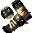 thumbnail image 7 of Women's Knitted Fingerless Gloves with Cute Cat Pattern, Warm Cat Embroidery Splicing Knitted Gloves, 7 of 7