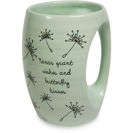 Hand Painted Ceramic Mug - Pavilion - Nanas Grant Wishes and Butterfly Kisses Green Ceramic Hand Warmer Mug