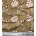 thumbnail image 1 of Soimoi Satin Silk Fabric Heart,Bee & Floral Artistic Print Sewing Fabric Yard 42 Inch Wide, 1 of 1