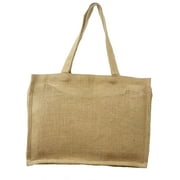 UnLaminated Natural Jute Burlap Shopping tote bag with Jute handles size 16"W x12"H x 4"Gusset- CarryGreen Bag
