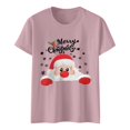 thumbnail image 5 of Merry Christmas Tshirts Women Short Sleeve Casual Crewneck Cute Santa Claus Graphic Tees Holiday Party Tops, 5 of 5