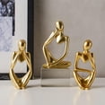 thumbnail image 5 of Gold Decor Thinker Estatua Escultura de Arte Abstracto, Juego de 3 Figuras Coleccionables de Resina Dorada para la decoración del Estante de la Oficina de la Sala de Estar del hogar,11 Feliz Sencillez, 5 of 5
