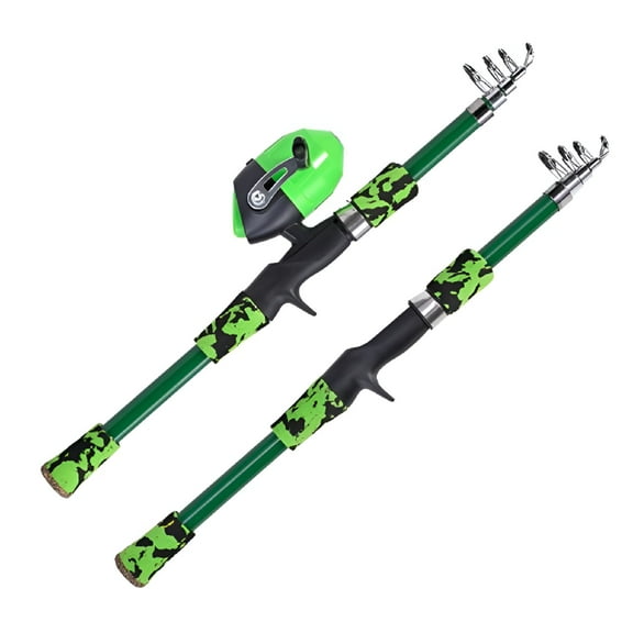 BESTSKY 1.65M Kids Fishing Rod Set Telescoping Fishing Rod Reel Rod & Reel Combos Green (Set Of 2)