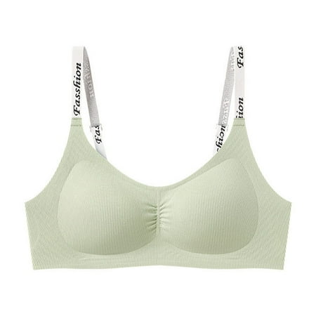 HYSYSB Push Up Bras balconette Bras for Women high Support Sports Bra compression Bra ruched Letter Jelly Strip Fixed Double Straps Underwear Gathering Top Sports Sleep Underwear seamless Green XL