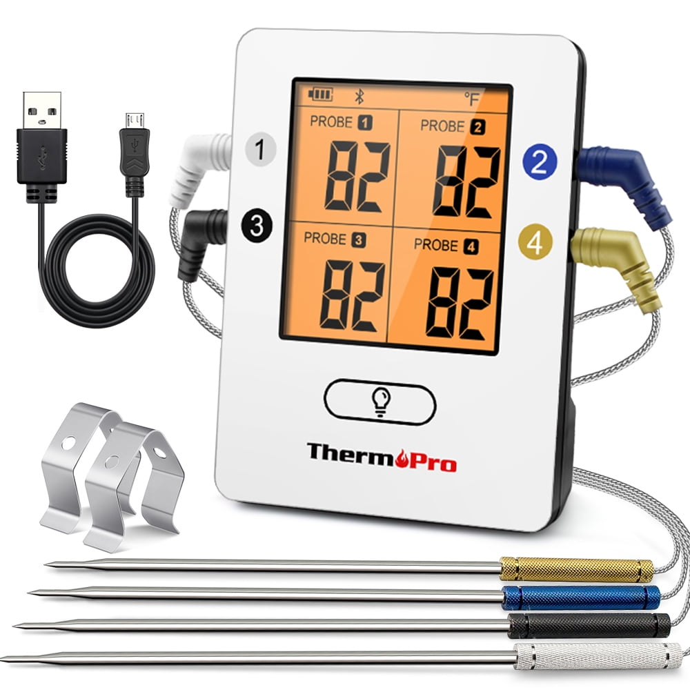 ThermoPro TP25 500FT Bluetooth Meat Thermometer with 4-Probes, Smart  Rechargeable Wireless Meat Thermometer for Grilling, Smoker, Oven, Kitchen, BBQ  Thermometer with Alarm, Temperature Graph 