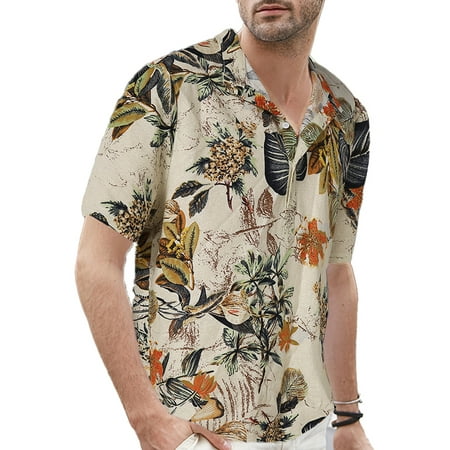 INCERUN Men's Short Sleeve Floral Print Hawaii Casual Holiday Shirt ...