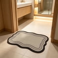 thumbnail image 3 of OCCOA Wavy Edges Diatomaceous Earth Bath Mat Quicks Absorb Non Shower Rug Soft Neutrals Brown Entry Mat Stylish Wave Border Water Absorbing Bathroom Floor Mat, Beige, 3 of 6