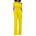 thumbnail image 2 of Black and Friday Deals Clothes under $5 asdoklhq Womens Jumpsuits and Rompers,Solid Off Shoulder Short Sleeve With Belt Slim Jumpsuit, 2 of 6
