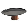 thumbnail image 4 of Frutero con pedestal, plato de fruta redondo, portátil, versátil, con base de madera, bandeja para servir comida para decoración de encimera de L, 4 of 8