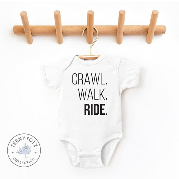 Baby Bodysuit BELLA CANVAS Crawl Walk Ride Baby Bodysuit, Funny Motorcycle Onesie, Biker Baby Outfit, New Dad Gift, Baby Shower Gift, Cute Baby Bodysuit