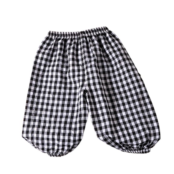 hoksml Kids Checkered Bubble Pants, Elastic Waist Pull-On Trousers with Cuffed Ankles