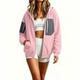 thumbnail image 6 of HomeDM Sweatshirt for Women Long Sleeve Full-Zip Hooded with Pocket Color Block Casual Outerwear, 6 of 8